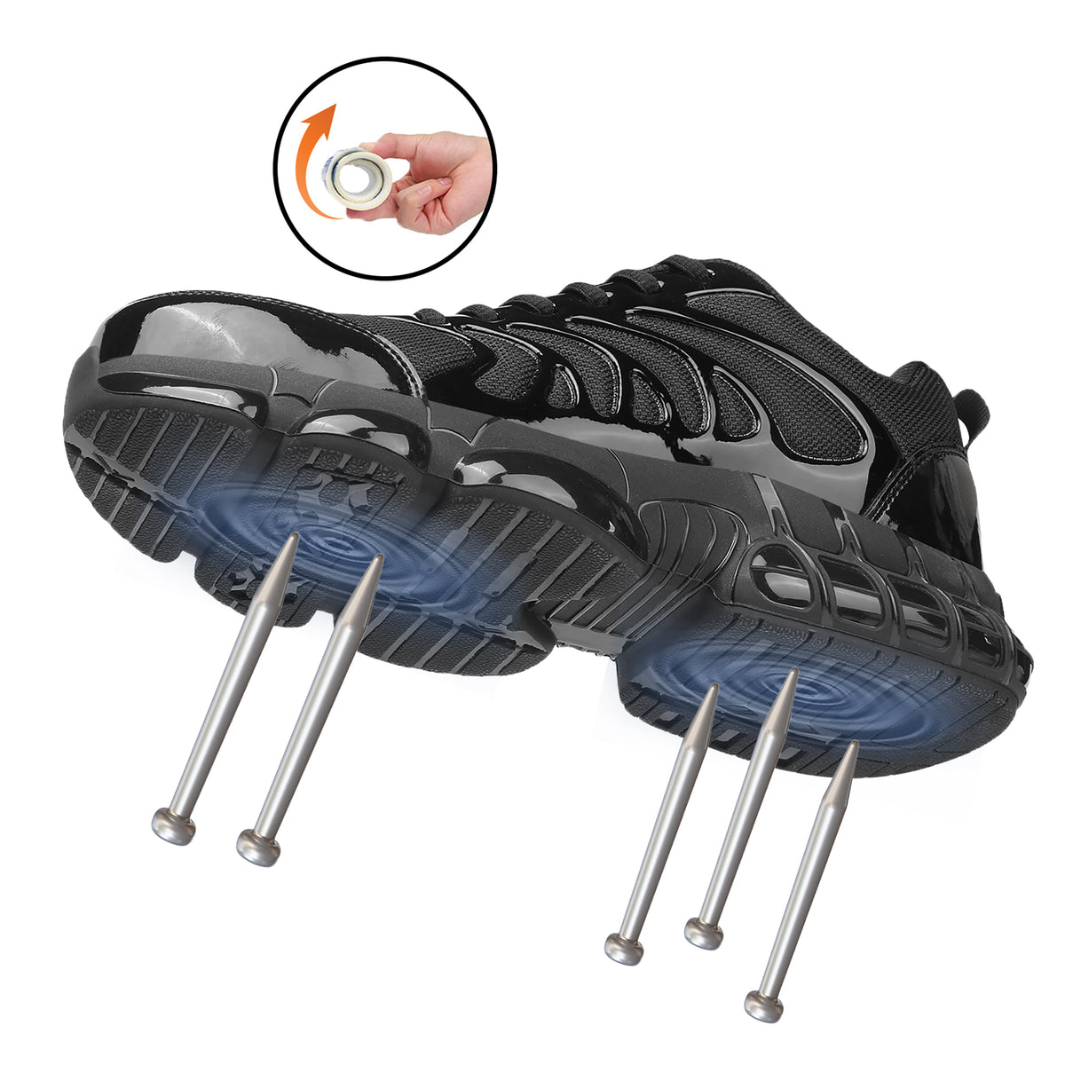 NIFOFISE Men's Shoes Puncture-Resistant Safety Shoes Lace-Ups, Medium Round Toe