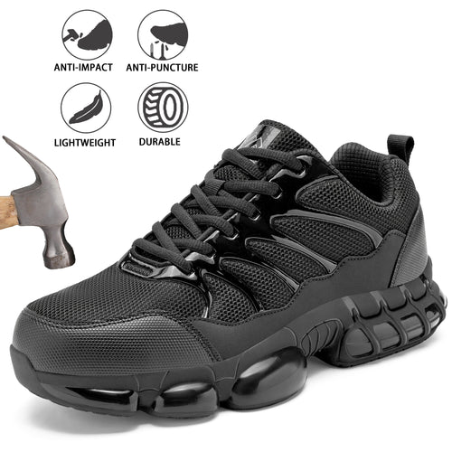NIFOFISE Steel Toe Work Shoes for Men & Women-Lightweight with Air Cushion Safety Sneakers