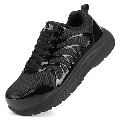 NIFOFISE Wide Toe Steel Toe Safety Work Shoes for Men, Non Slip Lightweight