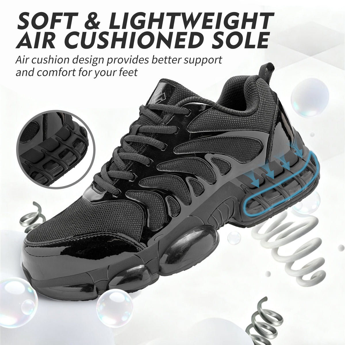 NIFOFISE Men's Shoes Puncture-Resistant Safety Shoes Lace-Ups, Medium Round Toe