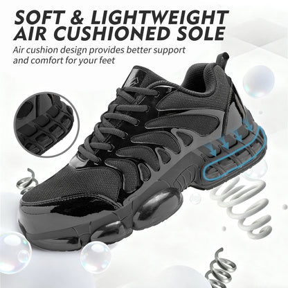 NIFOFISE Men's Shoes Puncture-Resistant Safety Shoes Lace-Ups, Medium Round Toe