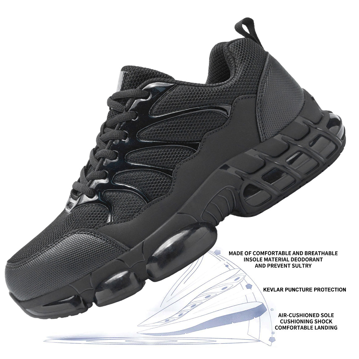 NIFOFISE Steel Toe Work Shoes for Men & Women-Lightweight with Air Cushion Safety Sneakers