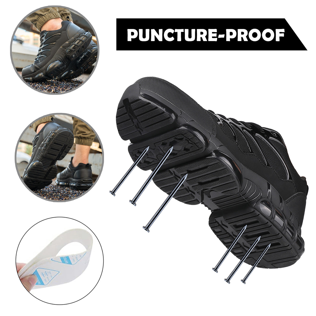 NIFOFISE Steel Toe Work Shoes for Men & Women-Lightweight with Air Cushion Safety Sneakers