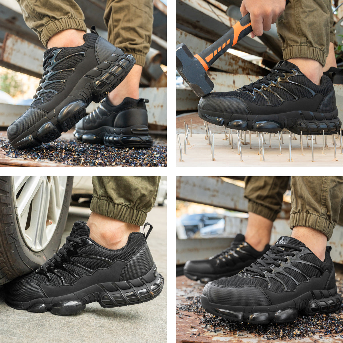 NIFOFISE Steel Toe Work Shoes for Men & Women-Lightweight with Air Cushion Safety Sneakers