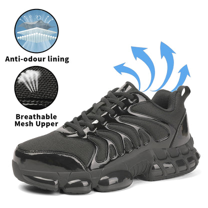 NIFOFISE Men's Shoes Puncture-Resistant Safety Shoes Lace-Ups, Medium Round Toe