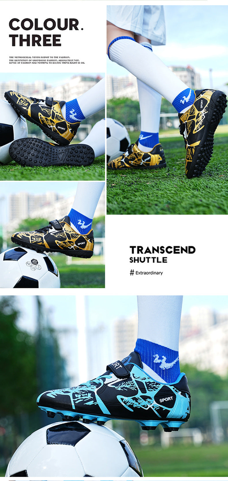 Girls' Soccer Shoes, Magic Tape, TF Studs, Training - product view 9