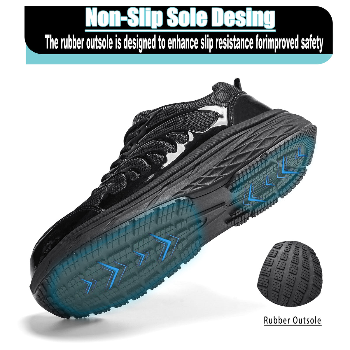 NIFOFISE Wide Toe Steel Toe Safety Work Shoes for Men, Non Slip Lightweight